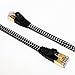 Tera Grand - 6FT - CAT7 10 Gigabit Ethernet Ultra Flat Patch Cable for Modem Router LAN Network - Braided Jacket, Gold Plated Shielded RJ45 Connectors, Faster Than CAT6a CAT6 CAT5e, Black & White