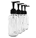 Cornucopia Brands 4oz Clear Glass Pump Bottles (4 Pack); Refillable Glass Containers w/Black Plastic Soap/Lotion Pump Dispensers
