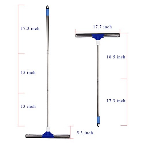 Heavy Duty Floor Squeegee, YCUTE 17.7" Dual EVA Foam Moss, 50.6" Long Handle Perfect for Washing and Drying Tile Glass Marble and Wood Surfaces - Thumbnail 2