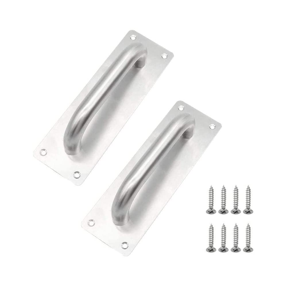 Pull Push Door Handles,2 Pieces Stainless Steel Pull Push Door Handles,Barn Door Pull Push Handle,Commercial Door Handle,Sliding Door Handle,with Screws,for Toilet Door,Cupboard Handle