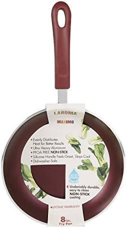 Laroma Maximo 8in Fry Pan โ Non-Stick Coating โ Easy-To-Clean and Undeniably Durable โ Dishwasher Safe โ Evenly Distributes Heat on Electric, Gas, and Glass Ceramic Stoves โ Red