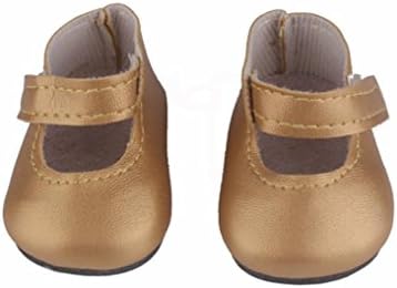 Prevently New Fashion Mini Soild Color PU Shoes Party Clothing for 18 inch AG American Girl Our Generation Doll DIY Accessories Kids Gifts (Gold)