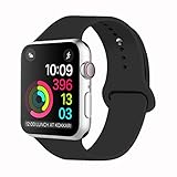 iDon Smart Watch Sport Band, Soft Silicone Replacement Sports Band for iWatch Apple Watch Band Series 1 Series 2, 38mm Apple Watch 2015 & 2016 All Models (S/M, Black)