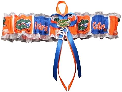 ITS16 University U of Florida "Gators" Logo Wedding Garter Toss Double Heart Charms