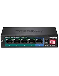 TRENDnet Conmutador PoE+ Gigabit de 5 puertos, 4 puertos PoE+, 1 puerto Gigabit, el interruptor DIP de la cámara extiende PoE+ 656.2 ft, protección de por vida, TPE-LG50