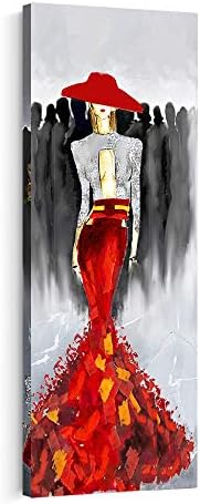 Crescent Art Framed African American Black Art Dancing Black Women in Dress Wall Art Painting on Canvas Print Wall Picture for Home Accent Living Room Wall Decor (12 x 36 inch, L)
