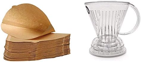 EK Supplies Pack of 100 - Unbleached Coffee Papers - Size Four (4) & Clever Pour Over Coffee Dripper