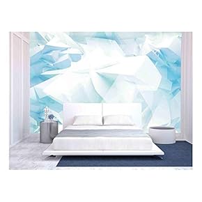 Blue Abstract 3D Background with Chaotic Polygonal Mesh Structure on The Wall - Removable Wall Mural | Self-Adhesive Large Wallpaper - 66x96 inches