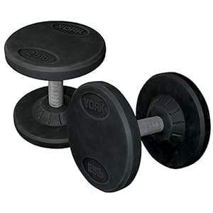 York Barbell 26100 York Rubber Pro Style Dumbbells, 5 lb