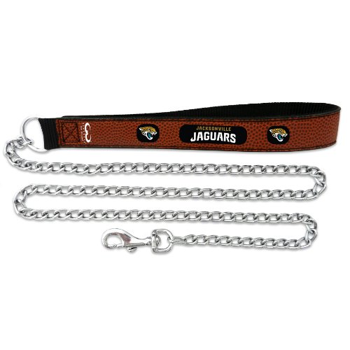 NFL Jacksonville Jaguars Football Leather 3.5mm Chain Leash, Large