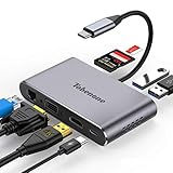 USB C to VGA Adapter Hub, 8-in-1 USB C Adapter with