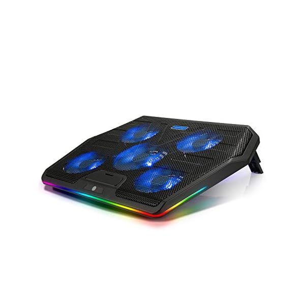 TECKNET-RGB-Gaming-Cooling-Pad-Quiet-Laptop-and-Notebook-Cooling-Pad-With-5-Fans-Touch-Button-and-Blue-LED-Laptop-Cooler-fits-12-19 TeckNet RGB Gaming Cooling Pad Quiet Laptop and Notebook Cooling Pad With 5 Fans, Touch Button and Blue LED Laptop…