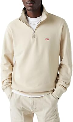 Sudadera Original para Hombre con Cremallera 1/4, Gris Claro, S
