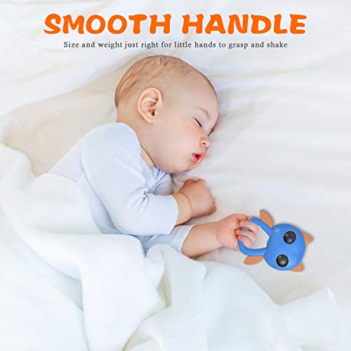 Akamino Rattle Toys, 10pcs Baby Rattles Teether Set with Vibrant Color and Various Shapes BPA Free Early Educational Toys for 3, 6, 9, 12 Month Infant, Toddler, Boy, Girl