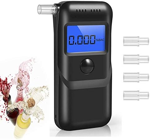 Breathalyzer, Portable Digital Breath Alcohol Tester LED Screen with 5 Mouthpieces for Home Use