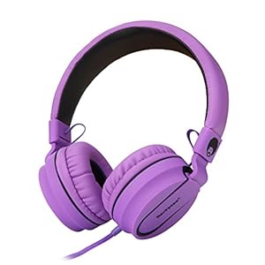 Rockpapa-952-Stereo-Foldable-Headphones-On-Ear-Adjustable-Headband-with-Microphone-for-Kids-Childrens-Adults-Tablet-Computer-Mobile-CDDVD-MP34-Black-Purple Rockpapa Kids Headphones, 952 Childrens Headphones, Wired Headphones with Microphone, Foldable, Stereo Sound, 3.5mm Jack…