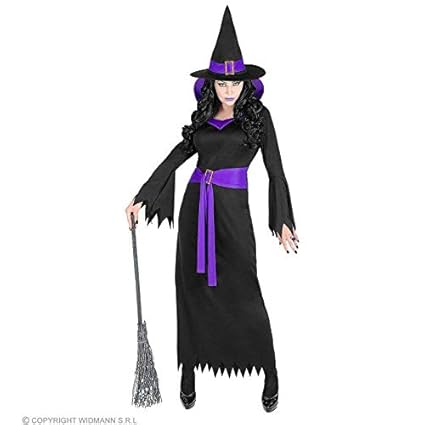 Lively Moments Damenkostüm Hexe mit lila Kragen / Hexenkostüm für Frauen / Kleid mit Hut / Halloween Kostüm Gr. XXL = 50/52