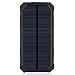 Solar Charger, Solar Power Bank GRDE 15000mAh Solar Panel External Battery with 6LED Flashlight Backup Battery Pack Dual USB Portable Phone Charger for Bluetooth iPhone HTC Nexus Camera Tablet-Black
