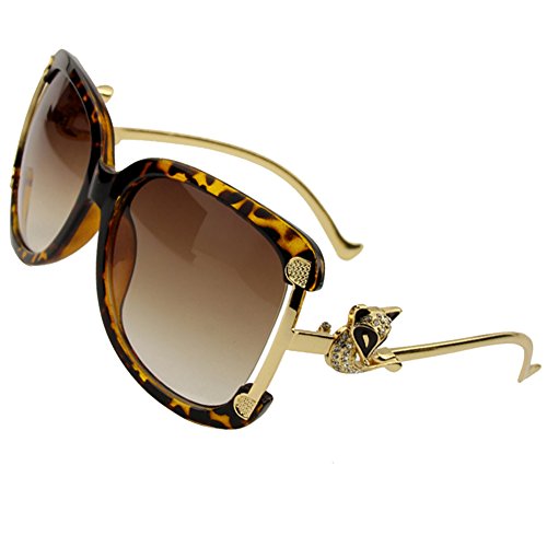 Sumery Gold Fox Alloy Frame Sunglasses Women Glasses UV400 (Hawksbill Frame,Brown Lens)