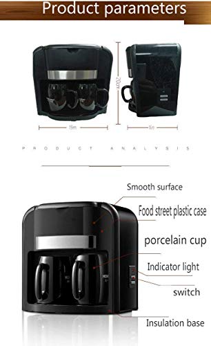 YAeele Kaffeevollautomat, Espressomaschine Haushalt Drip Doppel Cup Kaffeemaschine, Warmhalte Auto-Off-Funktion Anti… – Bild 4