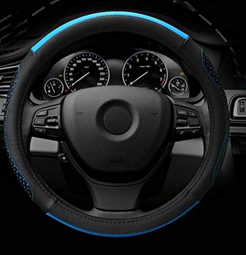 Xihaoer Cool Microfiber Leather Summer Hole Non Slip Steering Wheel Cover for Women (Blue)