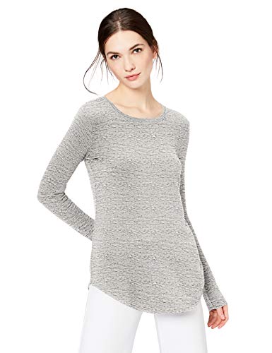 AMAZON ESSENTIALS WOMEN’S SUPERSOFT TERRY REGULAR-FIT LONG-SLEEVE SHIRTTAIL HEM SHIRT (PREVIOUSLY DAILY RITUAL), GREY HEATHER SPACE DYE, MEDIUM