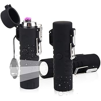Scotte Plasma Windproof arc Lighter Electric Lighter and LED Flashlight - 2 in 1 (Black)