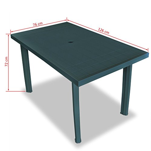 Festnight Gartentisch Esstisch Tisch Terrassentisch 126 x 76 x 72 cm Kunststoff Grün – Bild 4