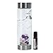 WELLNESS Gem Water Bottle by VitaJuwel w/FREE Wellness Essential Oil. Gemstone Pod Contains Rose Quartz, Amethyst and Clear Quartz