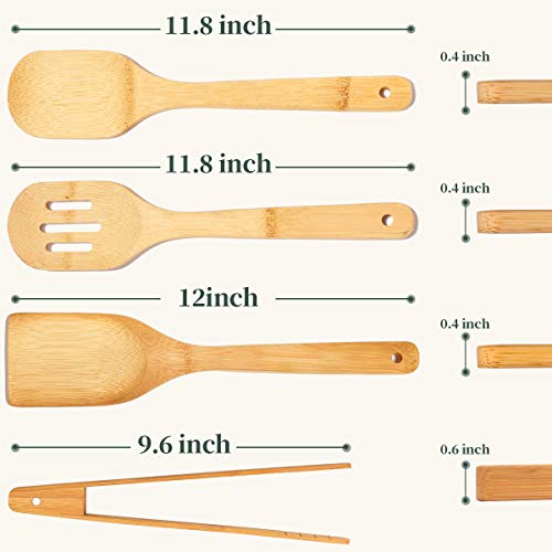 Bamboo Cooking Spoon Set Spatulas Kitchen Tools Wooden Utensil Set Kitchen Food Tong Nonstick Pan CookwareTuners Spoons Magnetic Wooden Toaster