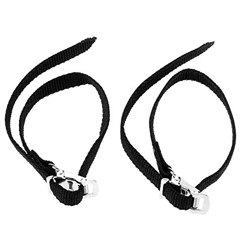 Mmrm Black Bike Cycling Pedal Nylon Pair Clips Replacement Pedal Toe Straps