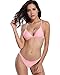 SHEKINI Women's Brazilian Bathing Suit Triangle Bikini Set Sexy V Neck Two Piece Swimsuits (Small, Dirty Pink)