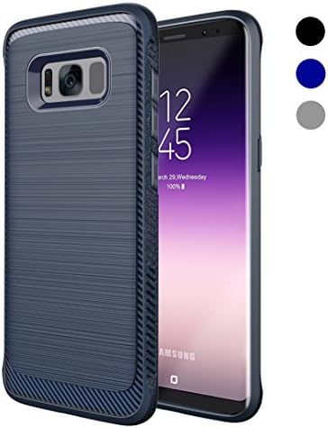 Samsung Galaxy S8 Plus Case, VANSIN [Air Cushion] Ultra Thin Slim Fit Shockproof Protective Cover with Carbon Fiber &amp; Wire Drawing Process Case for Samsung Galaxy S8 Plus (2017) - Blue