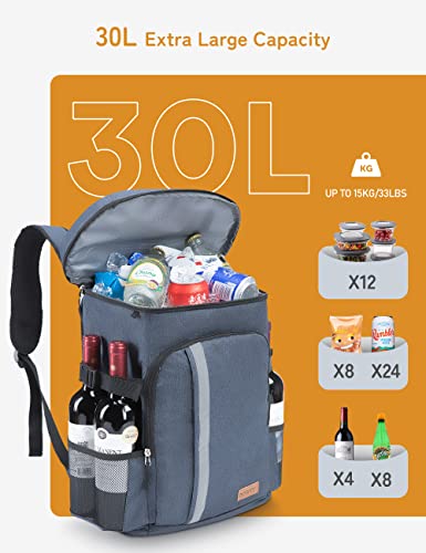 besrey 30L Insulated Backpack, Insulated Bag, Insulated Backpack, Lunch Bag, Keep Food Hot or Cold for Camping, Picnics, BBQ, Beach, Events (Blue)