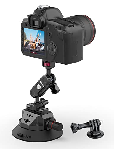 ULANZI SC-02 4.5" Kamera Auto Saugnapf Halterung für GoPro, Vakuum Saugnapfhalter mit Pumpe und Schnellverschluss NOTA Magic Arm, Kamera Autohalterung