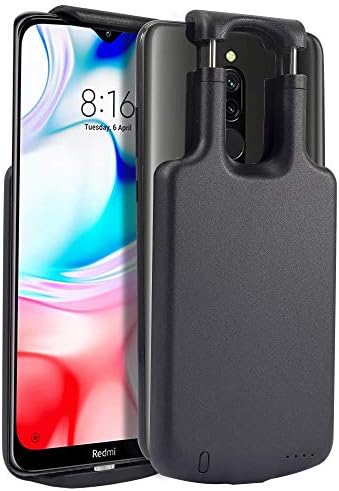 Compatible with Xiaomi Redmi 8 Battery Case, BasicStock 5000mAh Rechargeable Portable Extended Battery Backup Charger Case External Power Bank Juice for Xiaomi Redmi 8 (Blue)