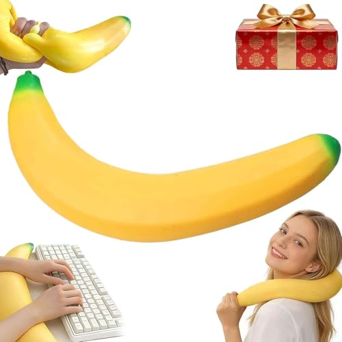 SLEEPHEAD® 18in Giant Banana Squishy, Jumbo Big Cute Realistic Banana Stress Ball Soft Squishys Slow Rising Stress Ball for Anxiety Stress Party Favors(Giant Banana)