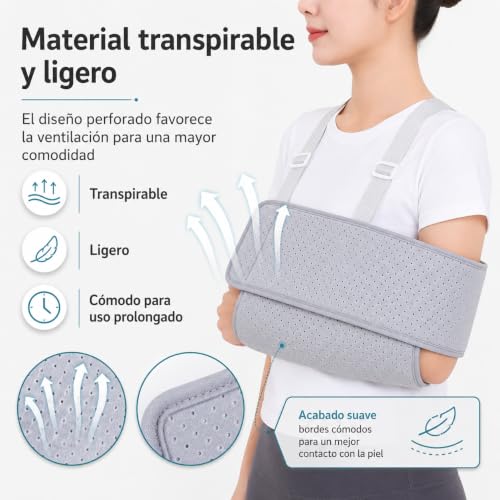 Cabestrillo Inmovilizador de Hombro Adulto Ajustable, Cabestrillo para Brazo Izquierdo y Derecho, Transpirables y Cómodas, Talla Unica que Se Adapta a La Mayoría de Las Personas