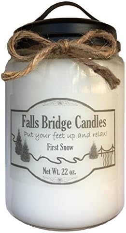 First Snow, 22 oz. Scented Jar Candle, Falls Bridge Candles