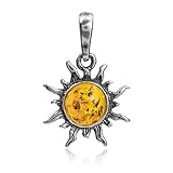 Ian and Valeri Co. Amber Sterling Silver Flaming Sun Pendant