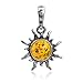 Ian and Valeri Co. Amber Sterling Silver Flaming Sun Pendant