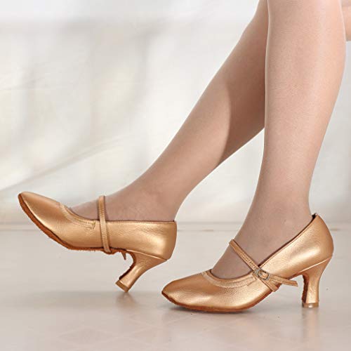 KESEELY Fashion Round Head Square Buckle Sandals Women Dancing Modern Dance Ballroom Latin Dance Soft Bottom Shoes Gold