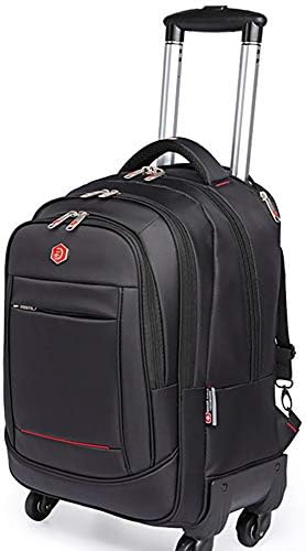 High Capacity Briefcase on Wheels - Waterproof Convertible Computer Travel Backpack - Breathable Executive Cabin Luggage Business Bag, Black