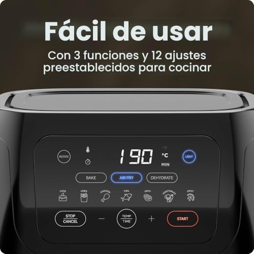 Multifunctional Digital Air Fryer+ Rotisserie, Dehydrator, Convection Oven, 17 Touch Screen Presets Fry, Roast, Dehydrate, Bake, XL 10L Family Size, Auto Shutoff, Large Easy-View Window, Black