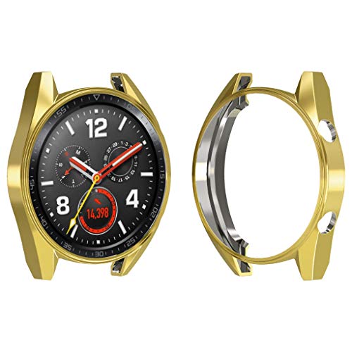 Cywulin for Huawei Watch GT Protective Case Cover Soft TPU Silicone Bumper Armor Rugged Ultra Slim Plated Frame Film Shock Proof Scratch Resistant for Huawei Watch GT Classic/Sport (Gold) - Thumbnail 5