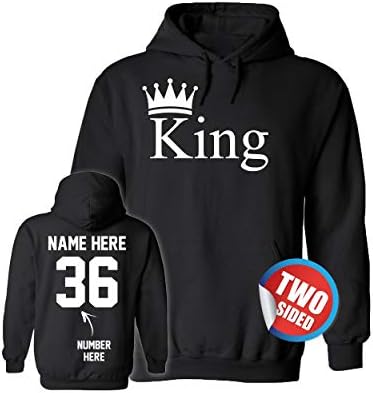 King Queen Hoodies - Add Your Name & Number - Matching Couple Sweaters