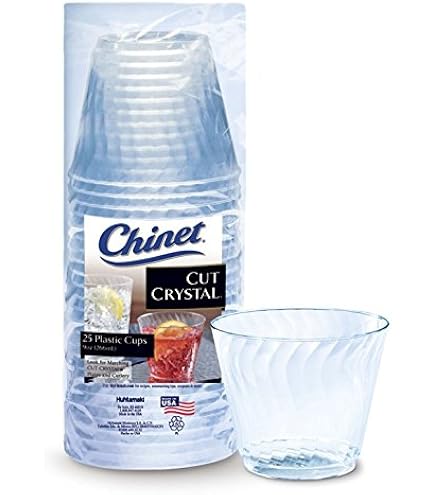 Amazon.com: Chinet Cut Crystal Plastic Cups 9 Oz, 25 Tumblers/Pack, 2 Pack  (50 Count) : Health & Household