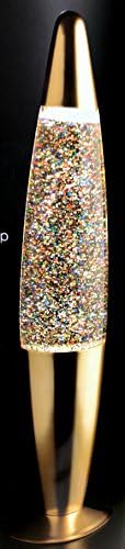 MULTICOLOUR GLITTER WITH GOLD BASE ROCKET SHAPE PEACEFUL MOTION LAVA LAMP