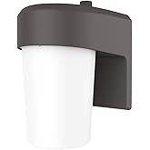 HALO FE 1-Light Bronze LED Outdoor Lantern Sconce with Dusk to Dawn