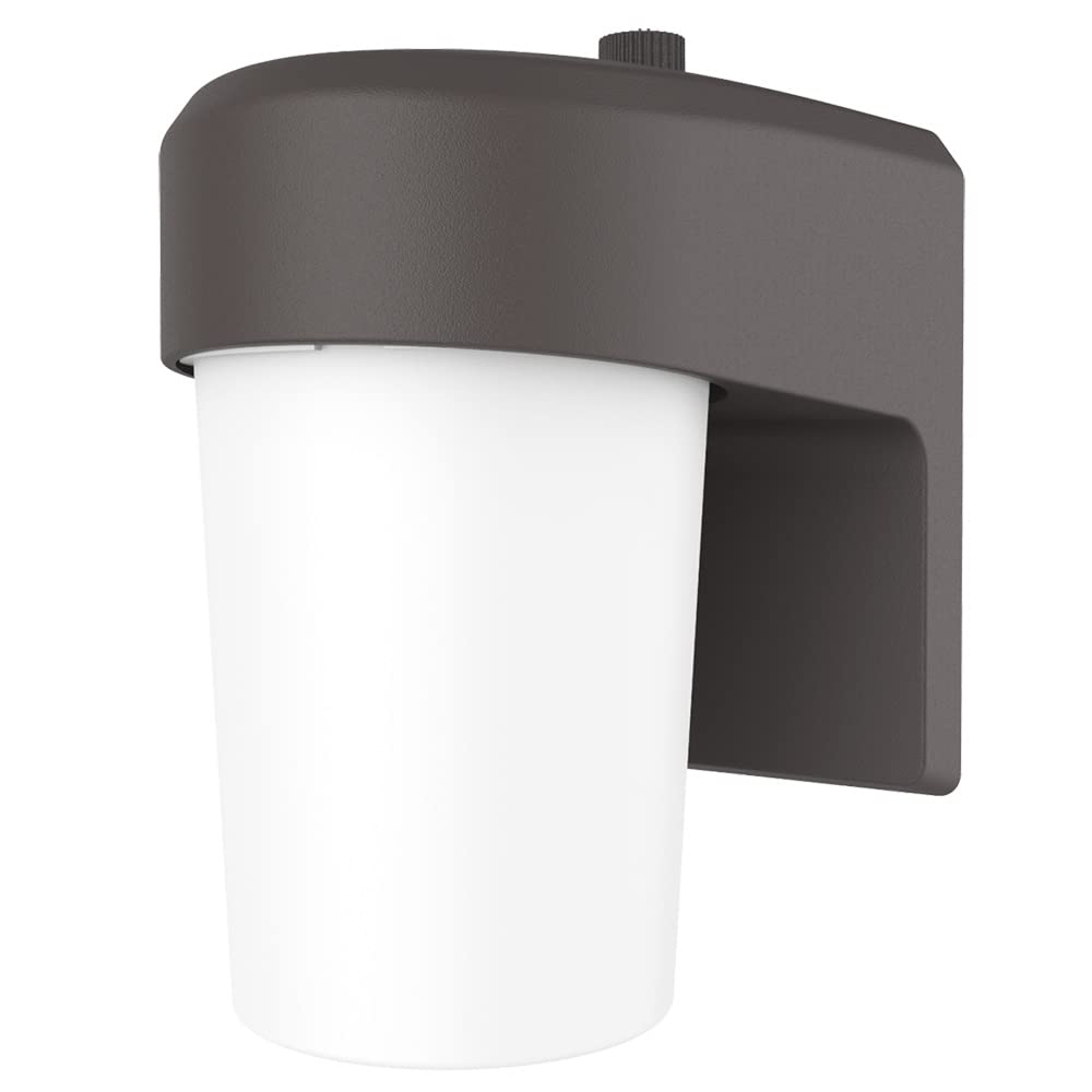 Photo 1 of HALO FE 1-Light Bronze LED Outdoor Lantern Sconce with Dusk to Dawn